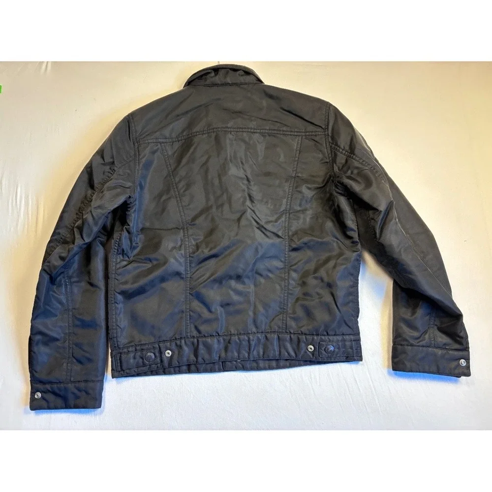 Levi's Men's Padded Trucker Jacket Small Black Relaxed Fit Quilted Buttons